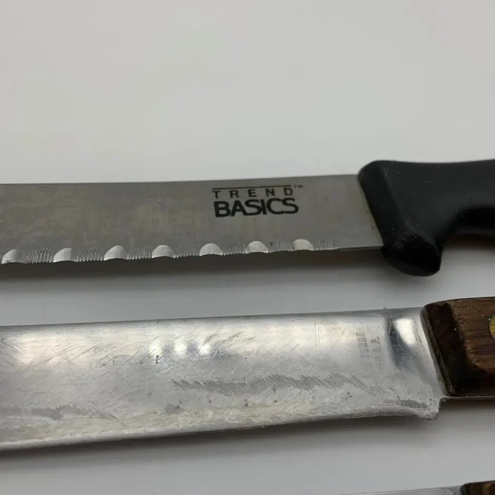 Set of 3 Vintage Unique Kitchen Knives Cutlery Set